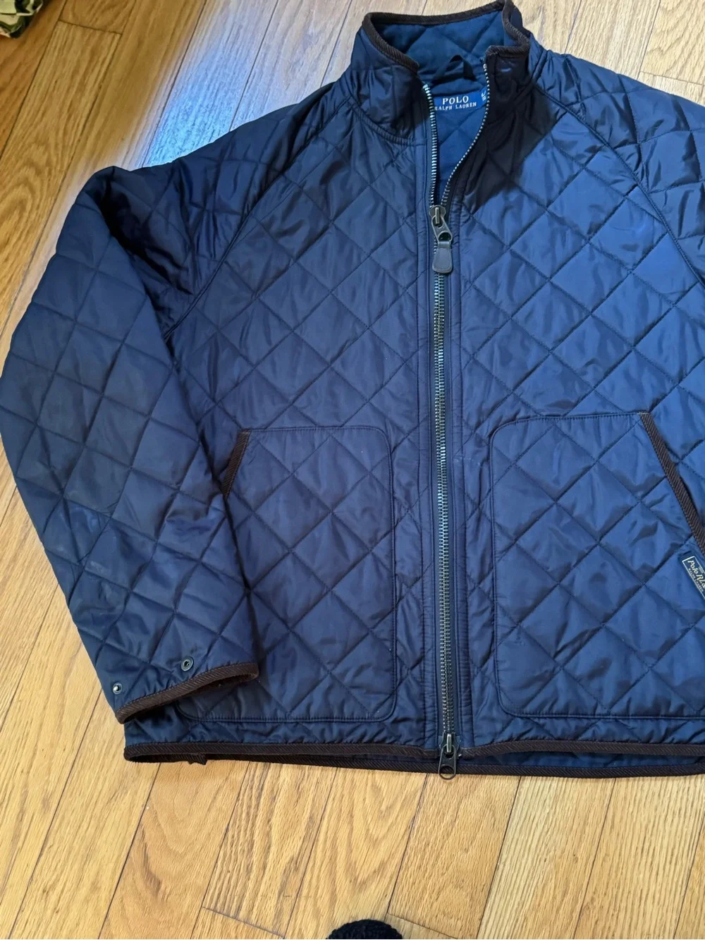 Polo Ralph Lauren Mens Quilted Field Jacket Navy Sz XL Corduroy Trim Equestrian